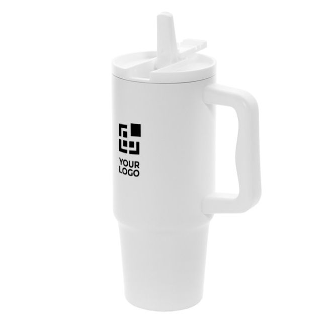 Vaso de acero reciclado con boquilla abatible y tapa de rosca 900 ml