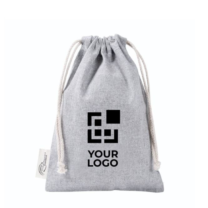 Bolsa de algodón y poliéster reciclado con cierre de cordones 120 g/m2