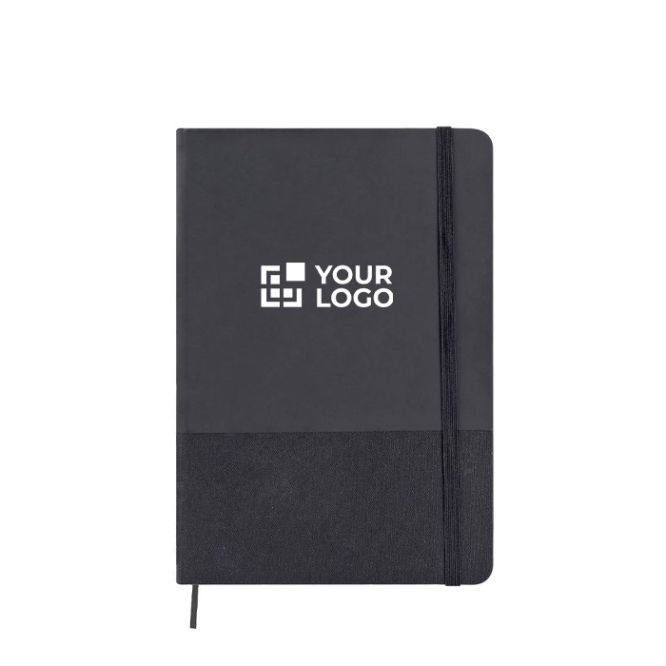 Libreta de cuero sintético y RPET con hojas color crema a rayas A5