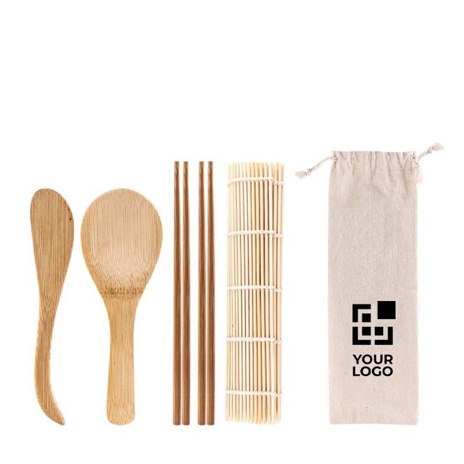 Kit de 5 piezas para hacer sushi con el logo de empresa Sushi color beige vista principal