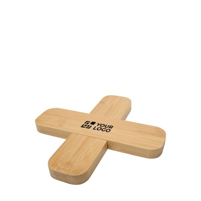 Salvamanteles grande de bambú con diseño en forma de cruz