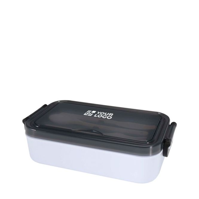 Fiambrera de plástico con cubiertos a juego y amplio compartimiento