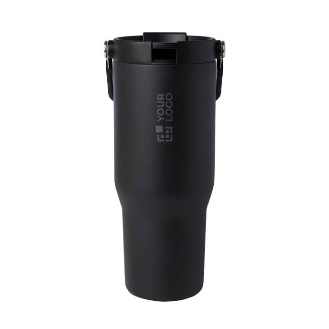 Vaso de acero inoxidable reciclado con tapa de doble función 900ml