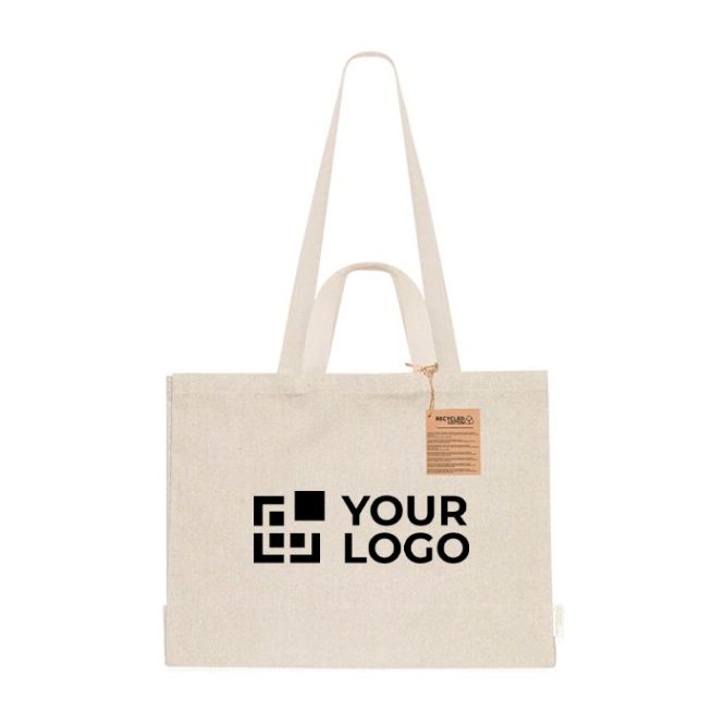 Bolsa de algodón reciclado con fuelle y doble asa 150 g/m2