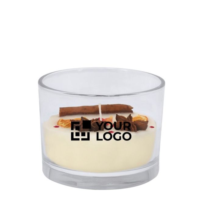 Vela aromática de cera vegetal con aroma a canela y cítricos