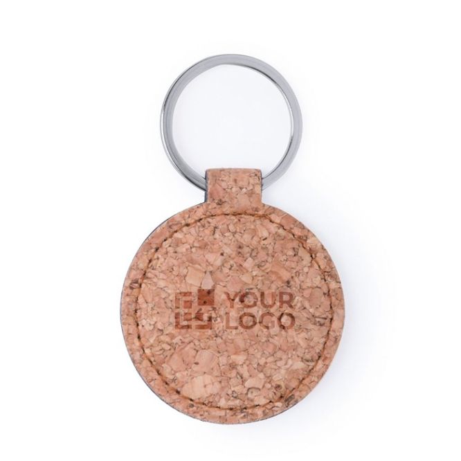 Llavero económico de corcho redondo con grabado láser Eco Round