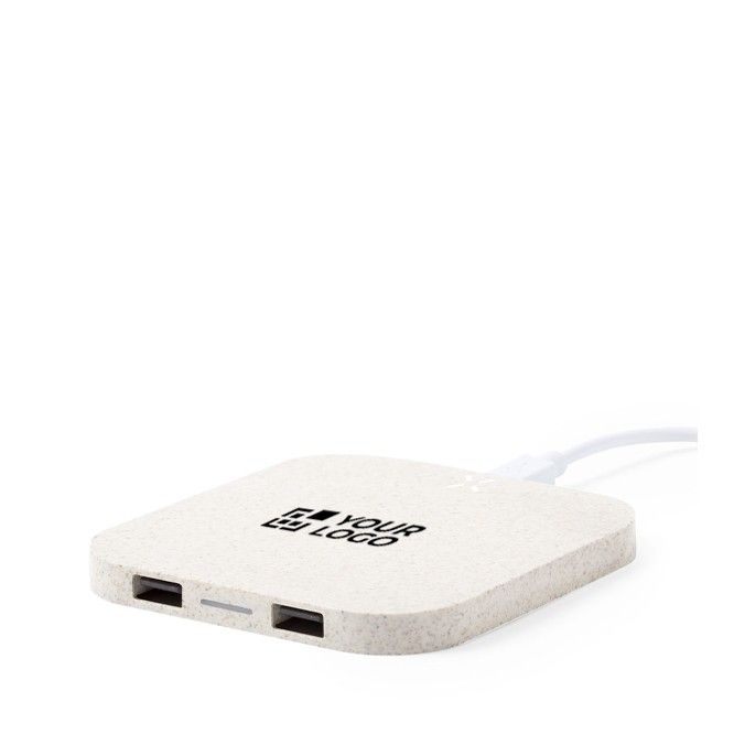 Base de carga inalámbrica de hasta 3 dispositivos de paja de trigo