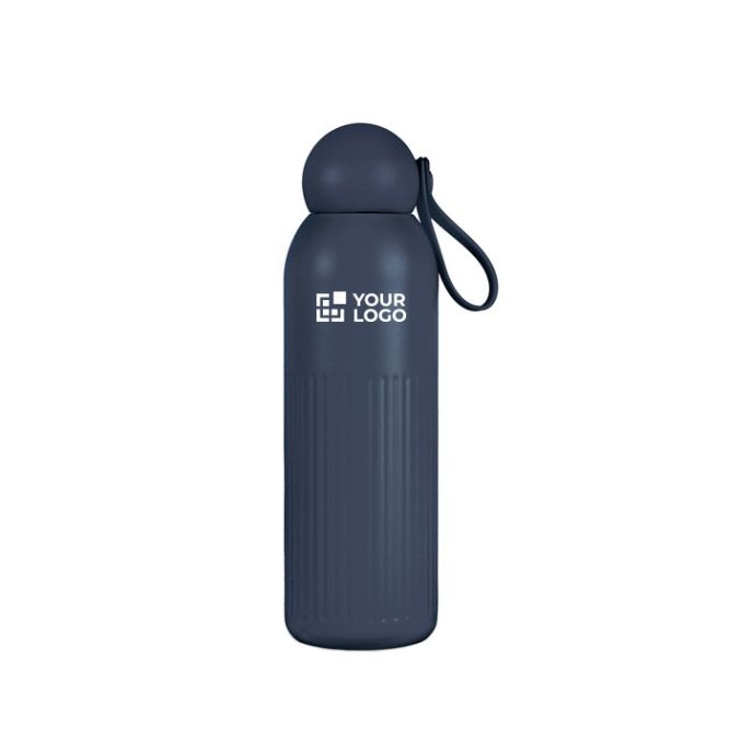 Botella térmica de acero monocromática con tapón redondo con asa 500ml