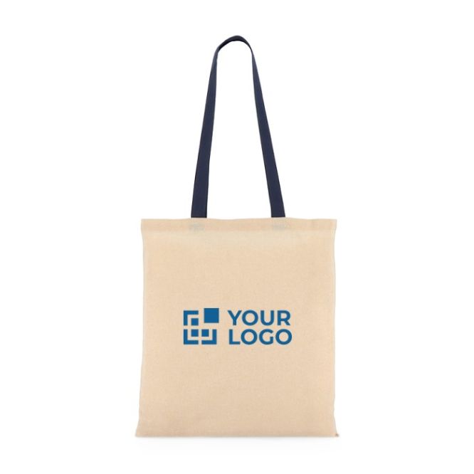 Bolsa de algodón OEKO-TEX con asas de colores 140 g/m2