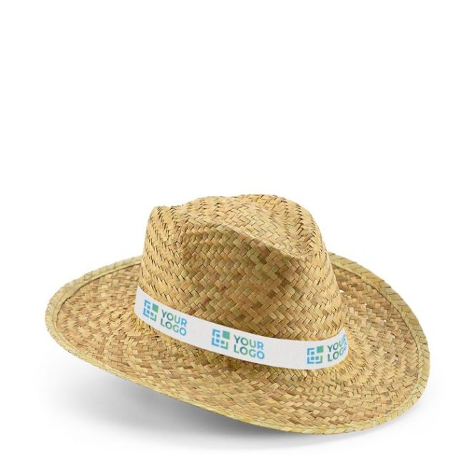 Sombrero de paja natural con cinta personalizada sublimada