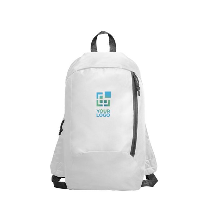 Mochila de poliéster con bolsillo frontal y asas ajustables