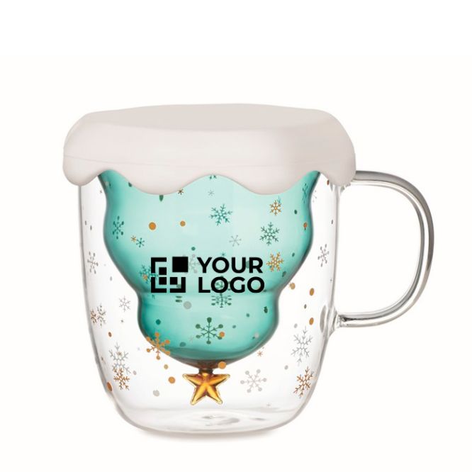 Taza con diseño de árbol de Navidad color transparente