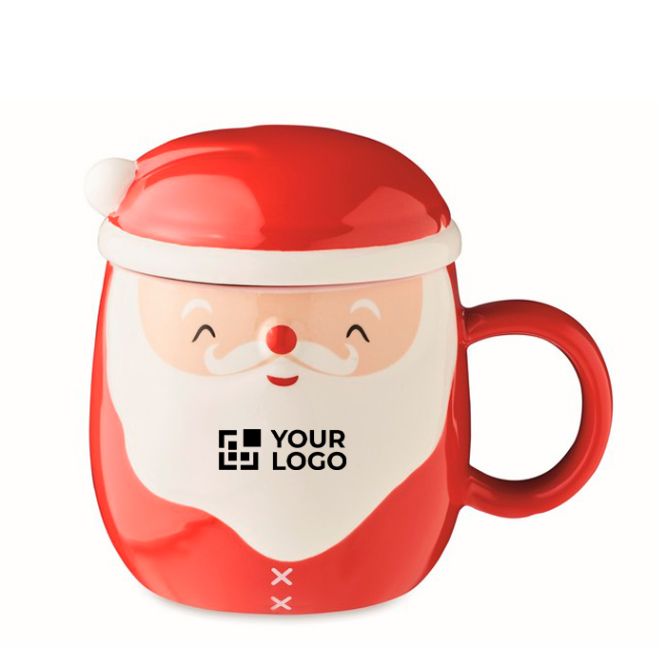 Taza de Papá Noel con tapa color rojo