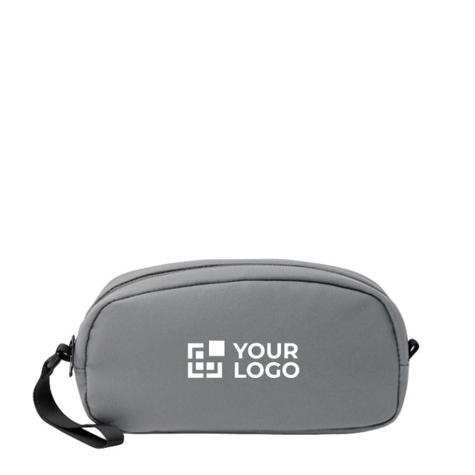 Neceser de piel sintética con doble compartimento y cierre cremallera