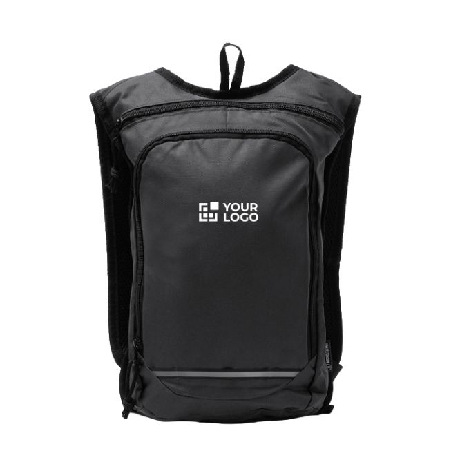 Mochila de RPET con banda reflectante y cremalleras dobles