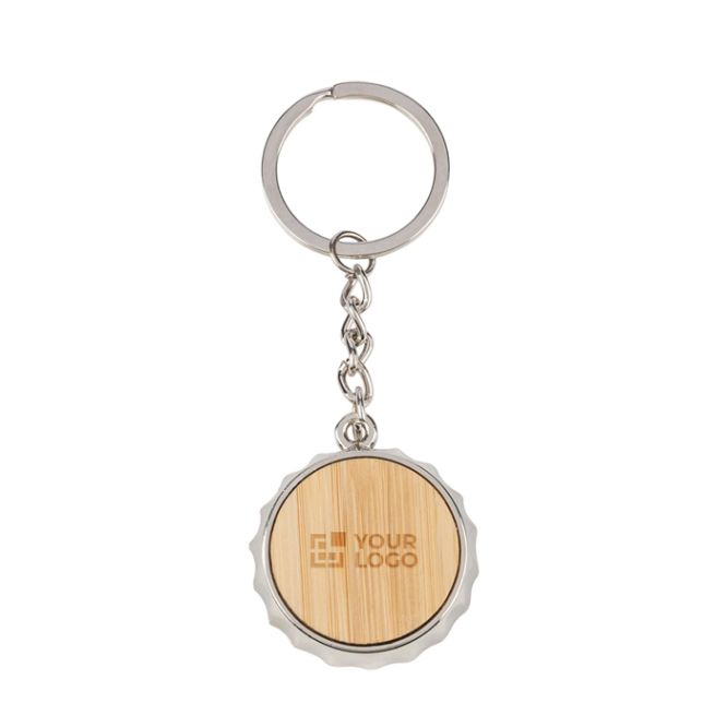 Llavero de bambú y aleación de zinc con abrebotellas integrado