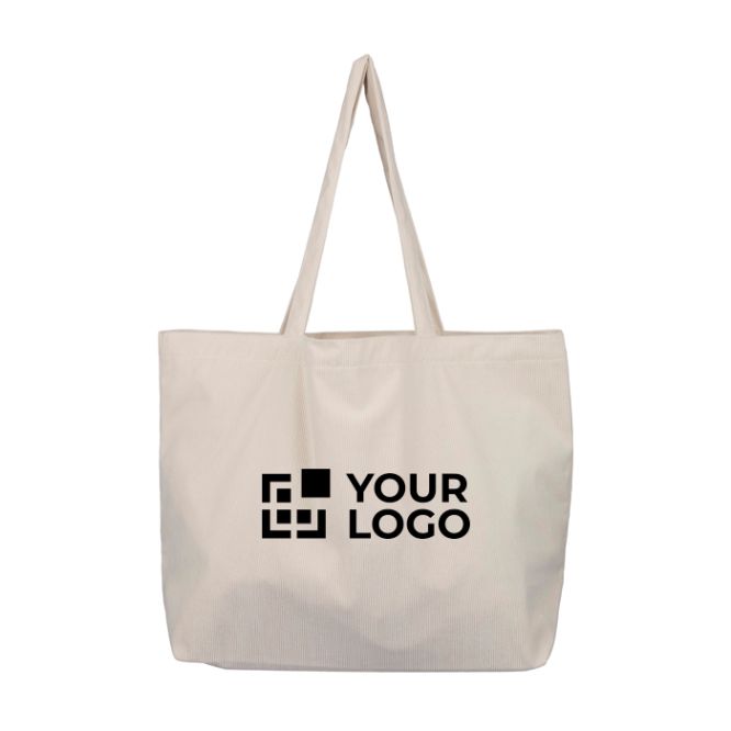 Bolsa de pana con asas largas con un compartimento y bolsillo interno