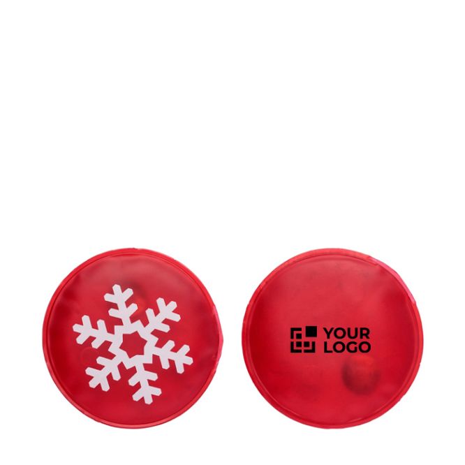 Calienta manos navideño reutilizable ideal para bolsillos o guantes color rojo vista de impresión
