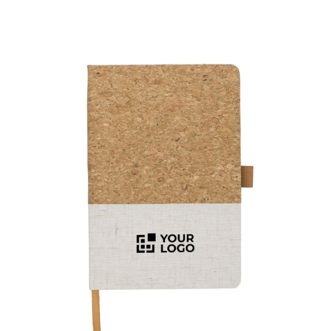 Libreta para empresa de corcho y algodón de color A5 hojas a rayas