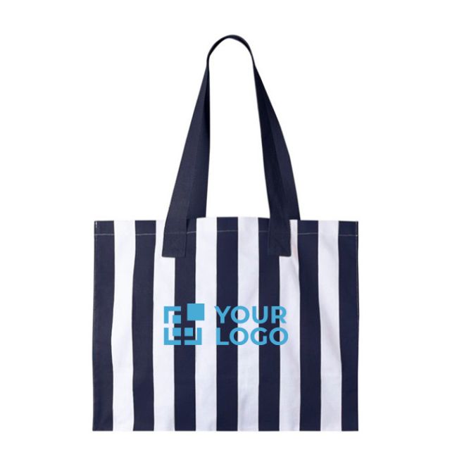 Bolsa grande de algodón reciclado con diseño de rayas verticales