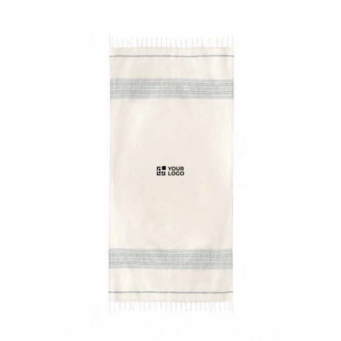 Pareo de algodón reciclado con flecos para playa 380g/m²