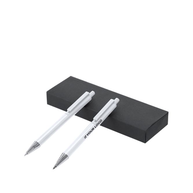 Set escritura con lápiz y bolígrafo de aluminio reciclado tinta azul