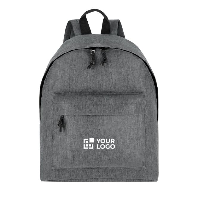 Mochila de poliéster reciclado con bolsillo frontal y diseño jaspeado