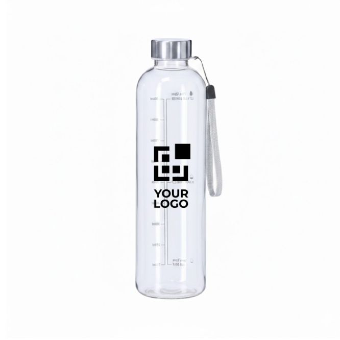 Botella deportiva de plástico sin BPA con marcador de hidratación 1L