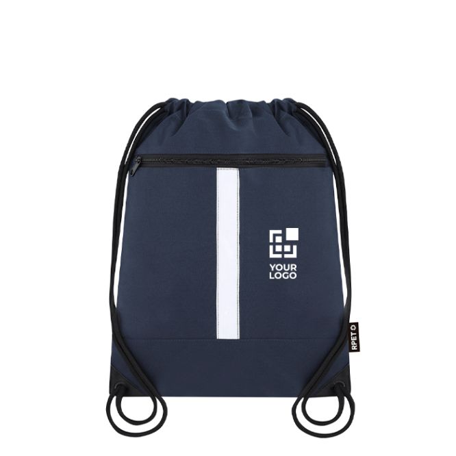 Mochila de cuerdas de RPET con bolsillo frontal y banda reflectante