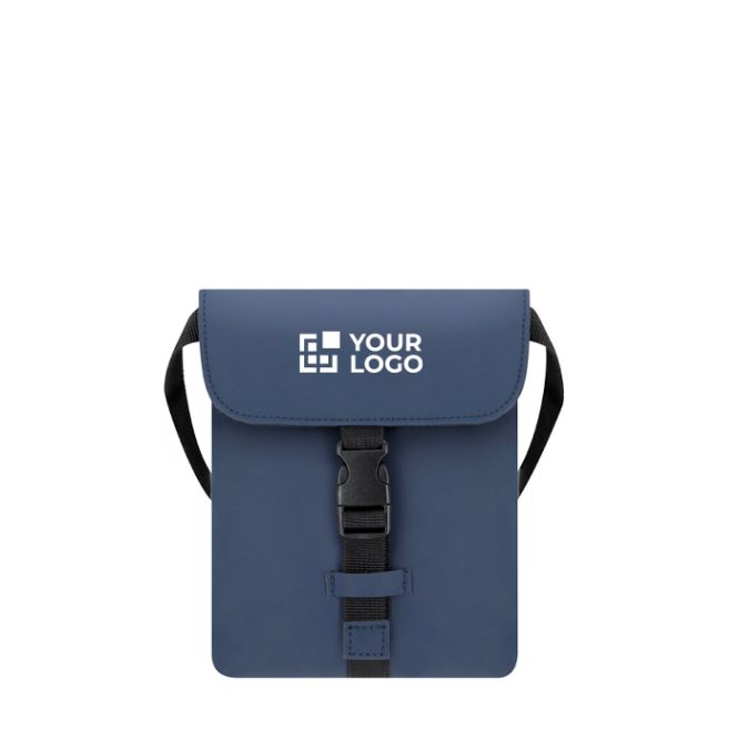 Bandolera de cuero sintético con bolsillo central y cierre hebilla