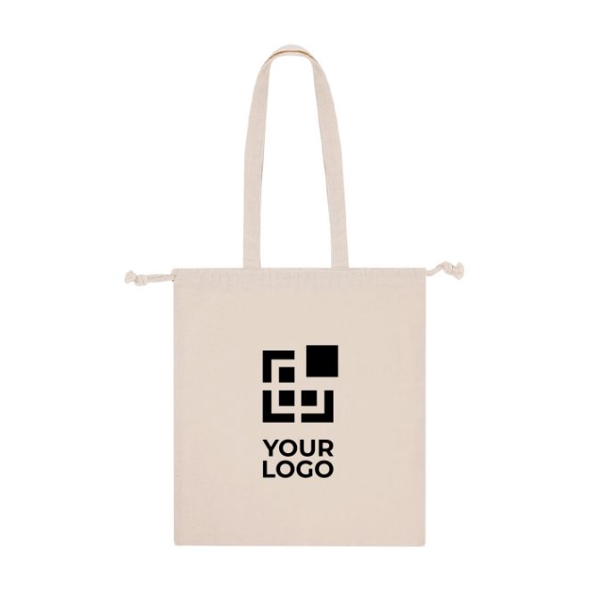 Bolsa de algodón con cuerdas y asas largas reforzadas 180g/m²