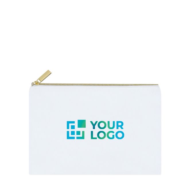 Neceser de poliéster con cierre cremallera dorada para sublimación