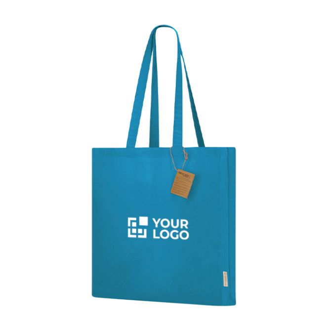 Bolsa con fuelle y asas largas reforzadas algodón reciclado 140g/m²