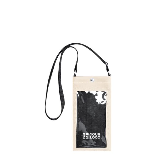 Bandolera de piel sintética con pantalla transparente y uso táctil