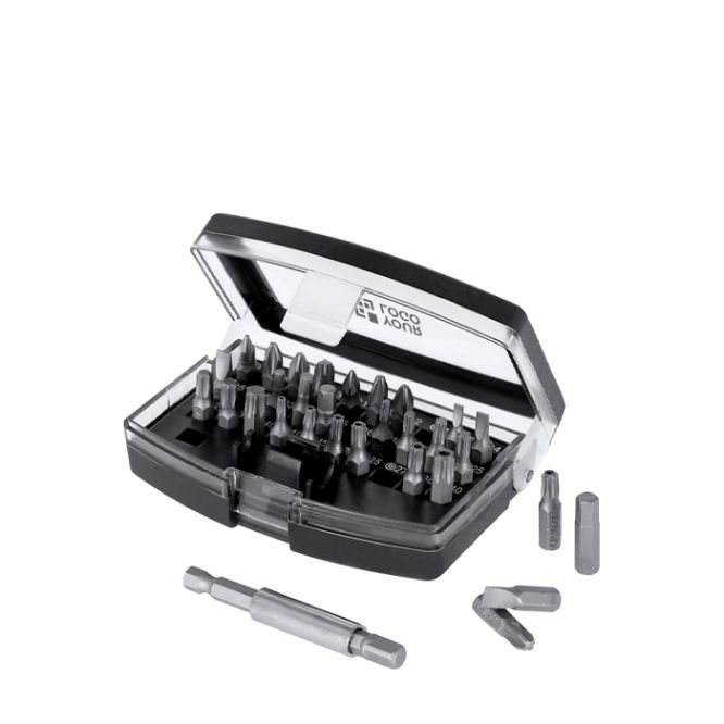 Set de herramientas con estuche de plástico y puntas magnéticas