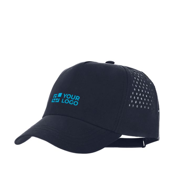 Gorra de microfibra de 5 paneles con perforaciones atrás