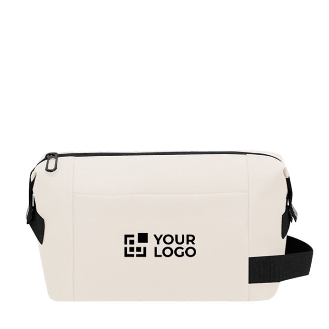 Neceser de piel sintética con cremallera y asa lateral