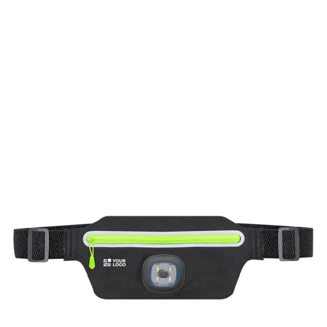 Riñonera deportiva de poliéster con linterna frontal recargable