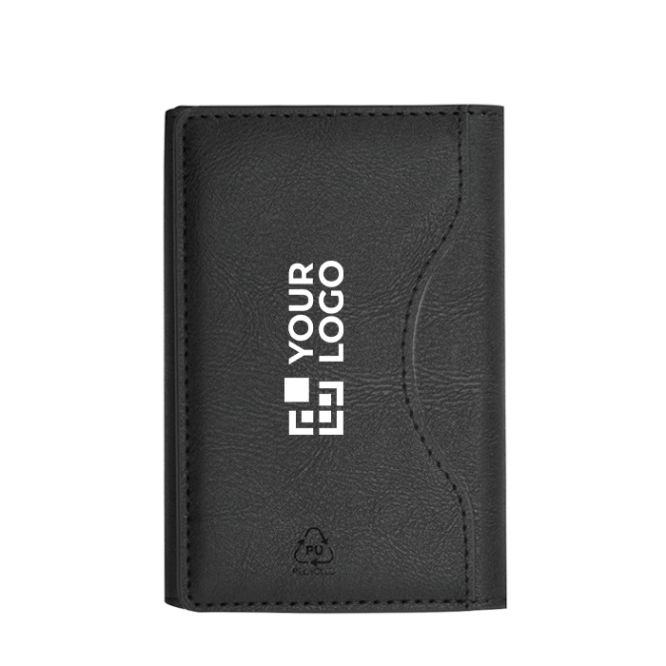 Tarjetero de piel sintética reciclada con fijación y cierre magnético