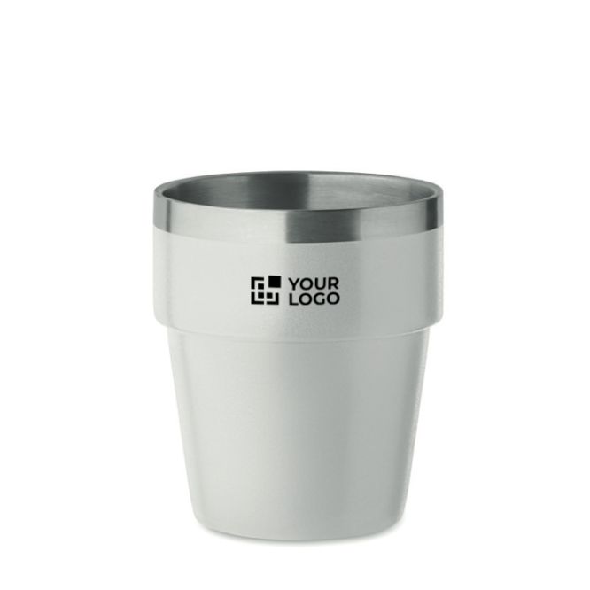 Vaso apilable hecho de acero inoxidable reciclado 250ml color blanco