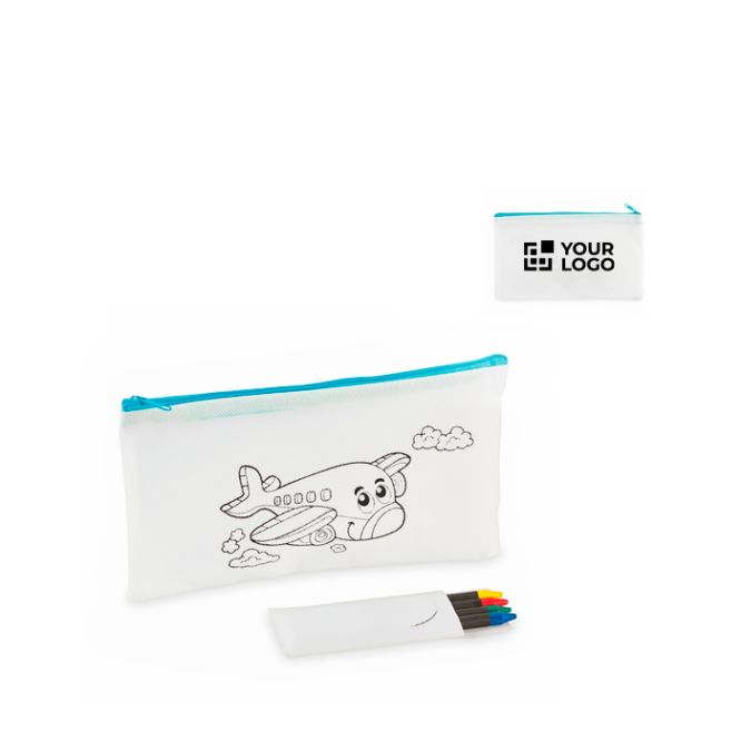 Estuche infantil non woven coloreable con 4 lápices