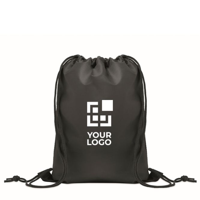 Mochila de cuerdas infantil de poliéster RPET con cuerdas negras