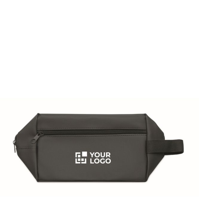 Bolsa neceser de poliéster RPET 600D con asa y cremallera