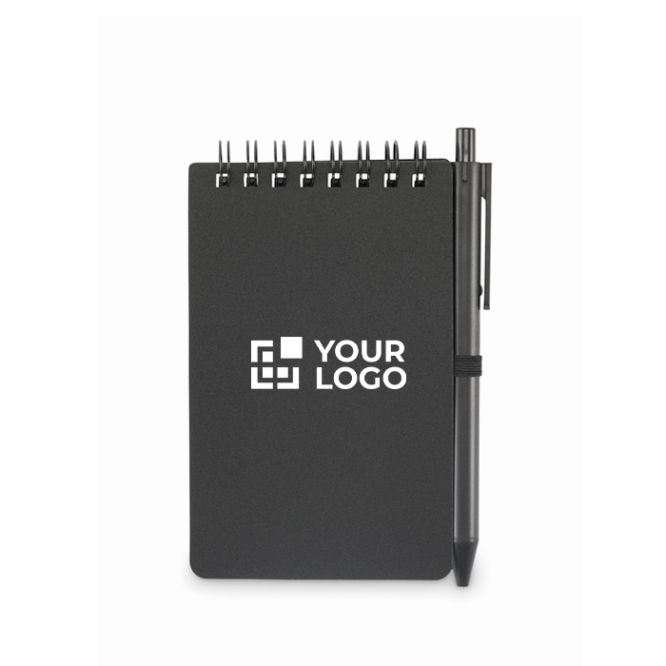 Libreta hidrófuga con cubierta de plástico y bolígrafo