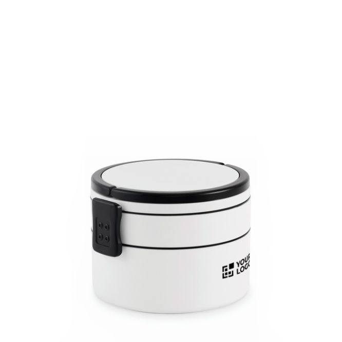 Fiambrera redonda de doble pisos de 250/700 ml y asas