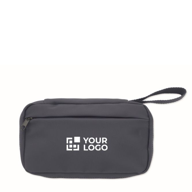 Neceser pequeño de RPET 600D con cremallera y malla interior