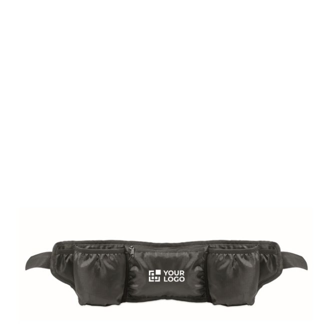 Riñonera deportiva de poliéster RPET con bolsillos y malla