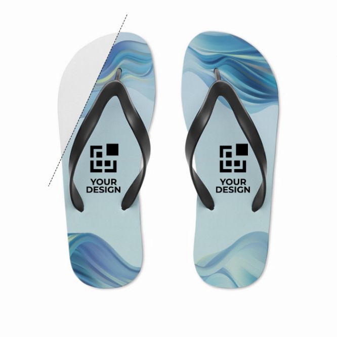 Chanclas personalizadas negras sublimadas Beach Sublim vista de impresión