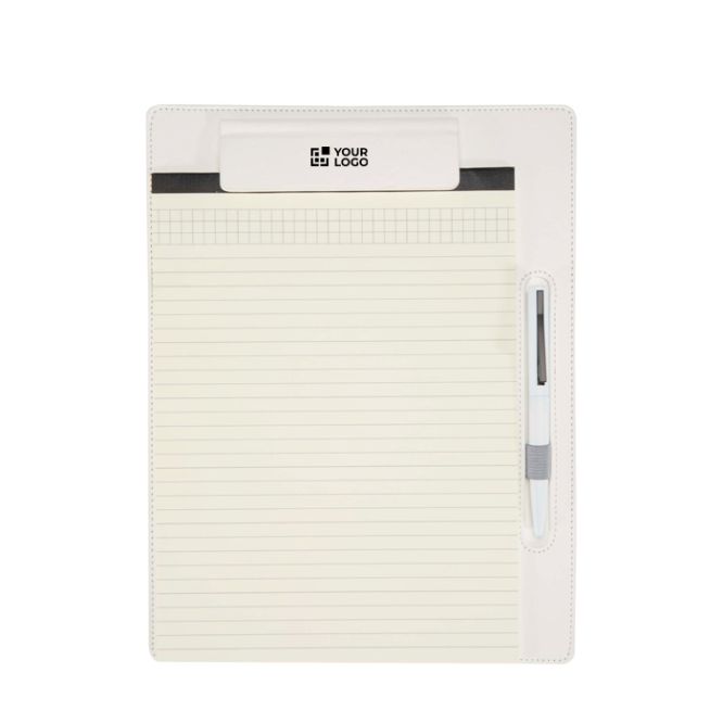 Portapapeles en piel sintética con clip magnético A4 con hojas a rayas