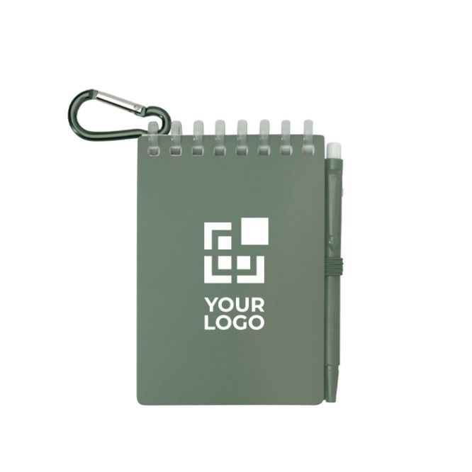 Libreta mini con borde en espiral y bolígrafo de tinta negra